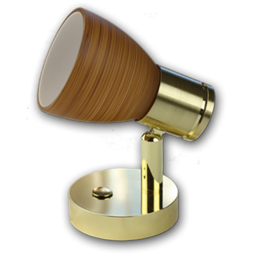 LED Wall Light, Polished Brass, Brown Glass, Warm White