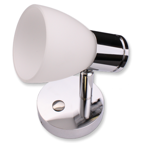 LED Wall Light, Chrome, White Textured Glass, Warm White